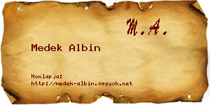 Medek Albin névjegykártya